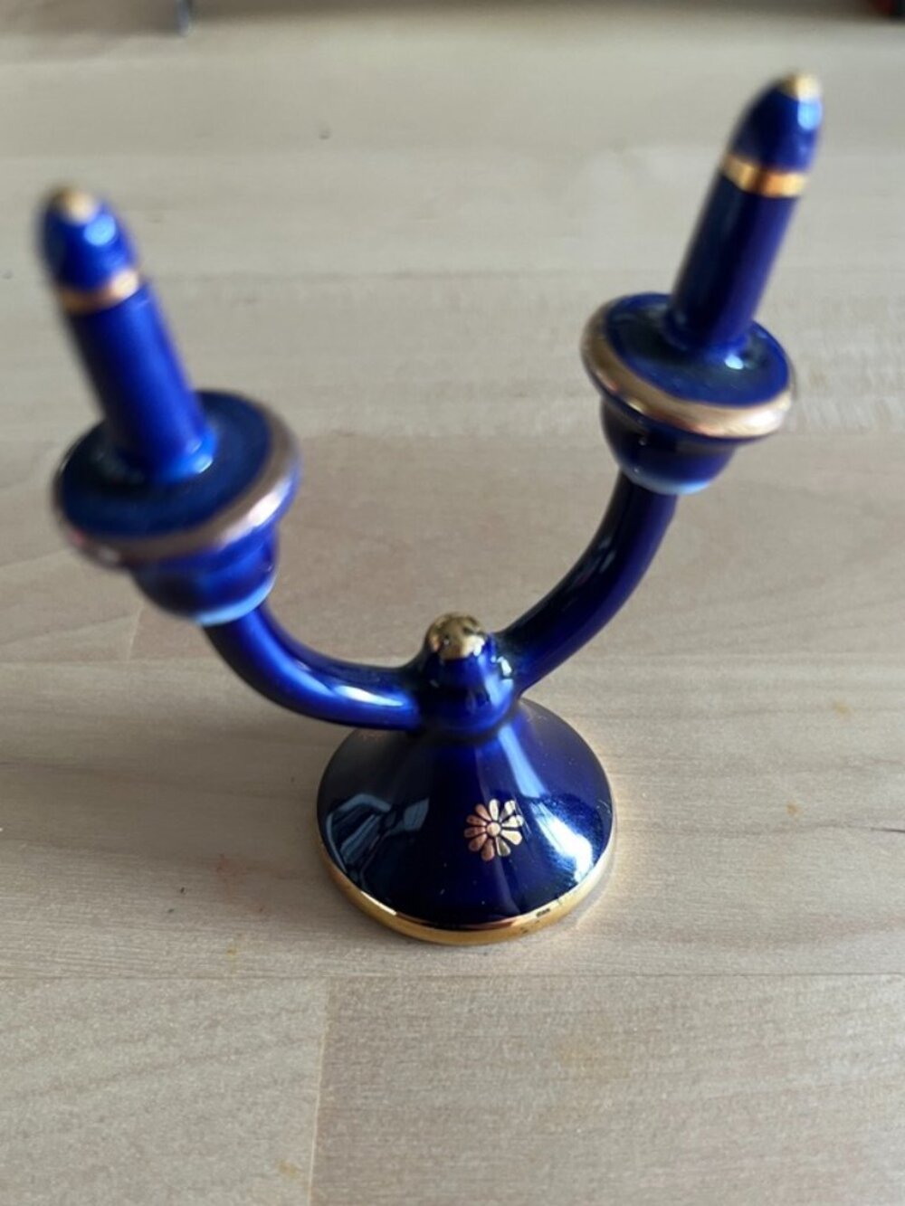 Limoges France Miniature Cobalt Blue Candelabra